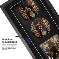 Black Panther 4K Steelbook movie displayed within a frame, highlighted by a premium mount board to focus on the movie
