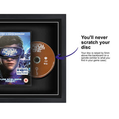 Frame your own Blu-ray DVD within this square frame, featuring a spindle for safely attaching and removing the disc
