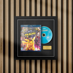 bluray movie display frame with full colour background on a slat wall
