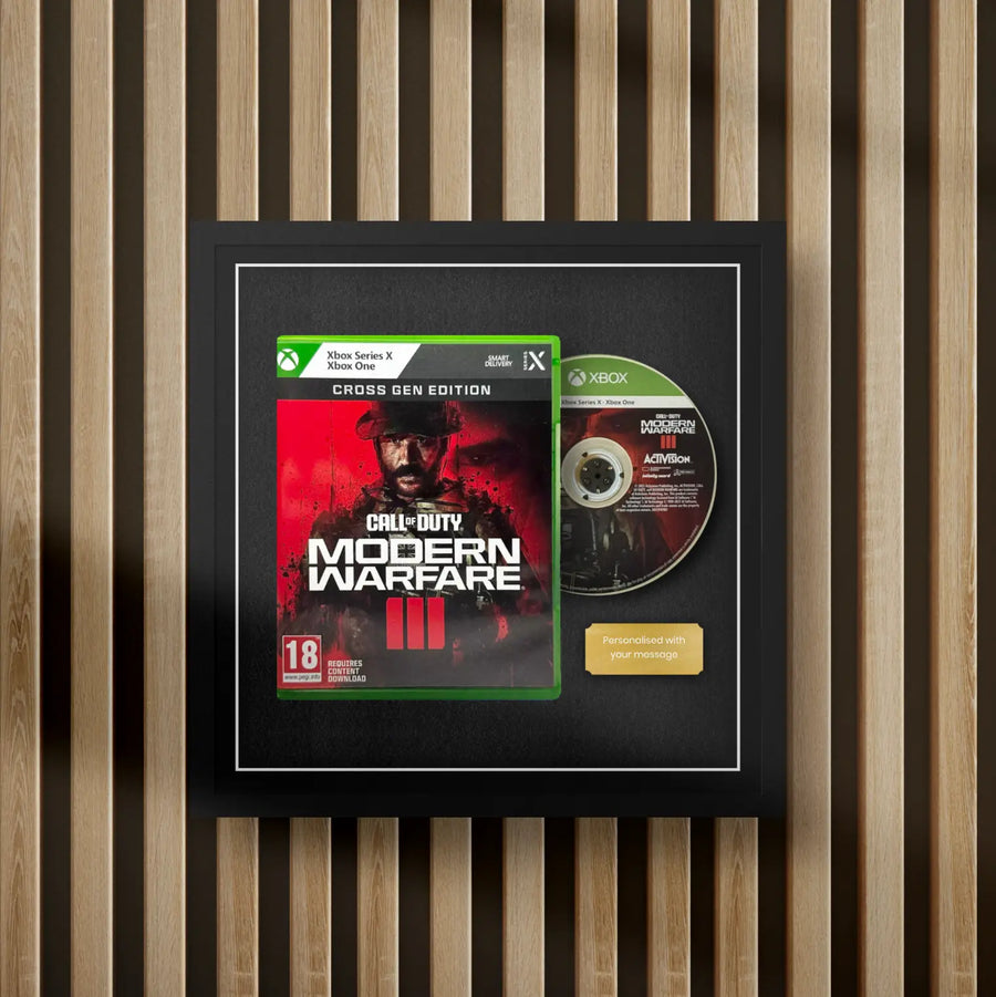 Xbox series x display frame for video games on a slat wall