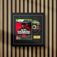 Xbox series x display frame for video games on a slat wall