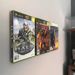 Halo trilogy displayed on a wall using a floating display