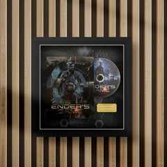 enders game steelbook display frame with full colour background on a slat wall