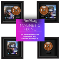 Frame a bluray dvd movie. Display any bluray case and disc in this magnetic frame. Any layout can be created.