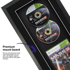 Frame a game: Mass Effect 3 for Xbox 360 displayed inside a frame, highlighted by a premium mount board to focus on the game.