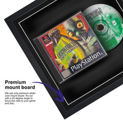 Frame a game: Your PlayStation 1 video game displayed within this square frame, highlighted by a premium mount board to focus on the game.