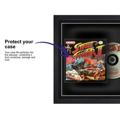 Your game music soundtrack CD displayed within this square frame, featuring a plastic slipcase to safely attach and remove the CD case without damage.