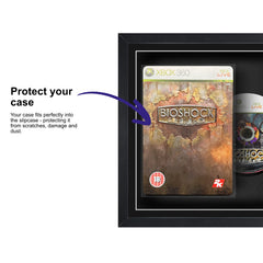 Frame a game: Your Xbox 360 steelbook displayed within this square frame, featuring a plastic slipcase to safely attach and remove the game case without damage.