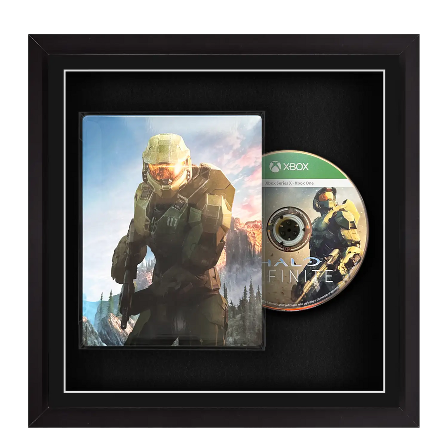 Frame a game and disc side by side in this frame. Display xbox video games with Cheevo. Perfect way to celebrate your collection. Frame games such as Alan Wake 2, Diablo, Hogwarts Legacy, Dead Space