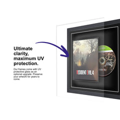 Frame a game: Your Xbox Series X steelbook displayed within this square frame with UV protective glass to protect the game for years.