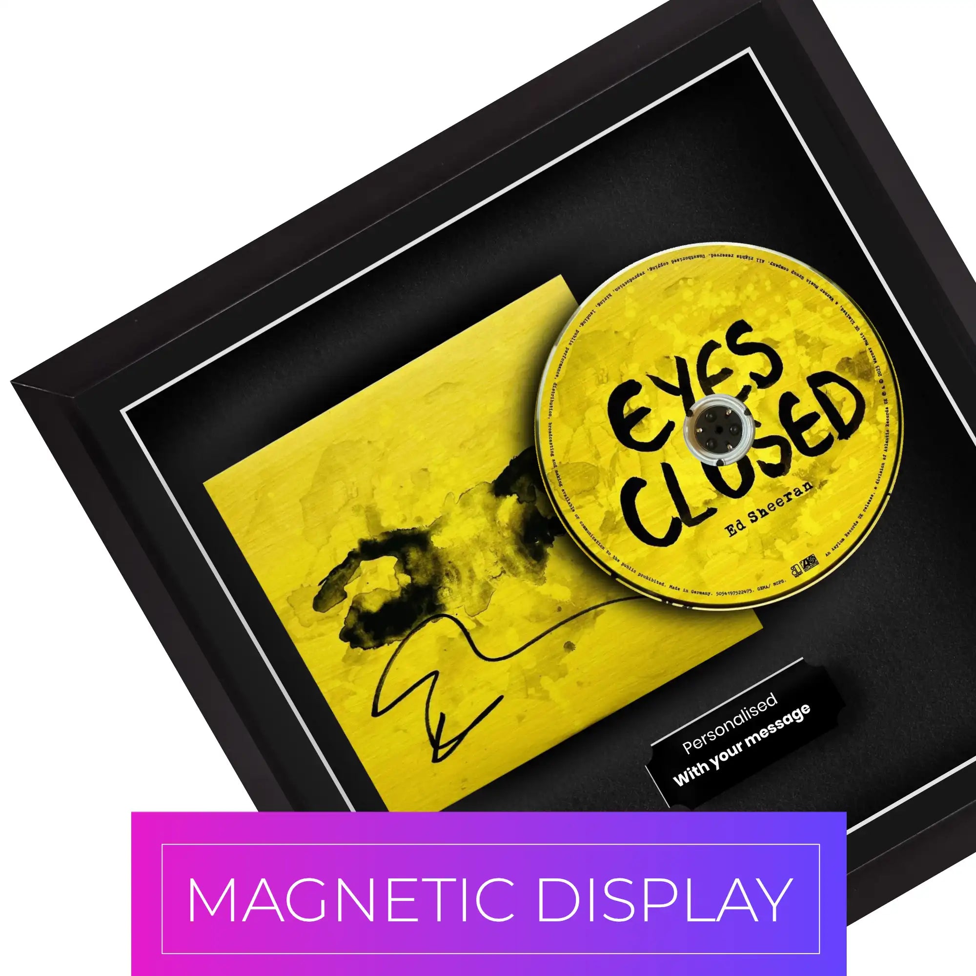 Frame a jewelled case audio cd. This magnetic display frame makes the perfect wall or desk display.