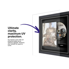 Frame a movie: Your Blu-ray / 4K movie displayed within this square frame with UV protective glass to protect the movie for years.