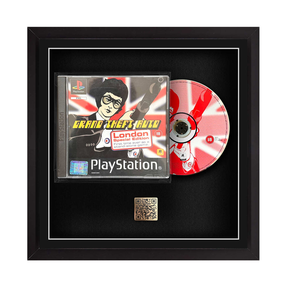 Frame a video game playstation 1 ps1 display with the Cheevo frames. Safely present a game. Syphon Filter, Wild Arms, Bushido Blade, Valkyrie Profile, Jet Moto.