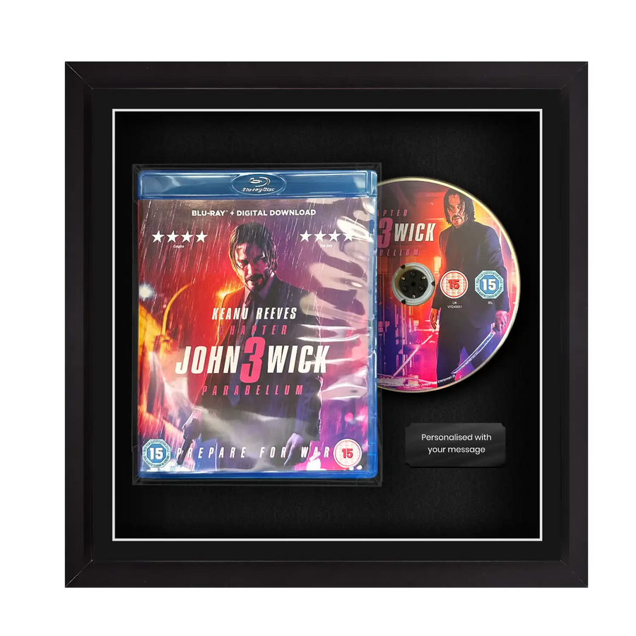 Frame any blu-ray movie film with our display solution where you can frame a movie. Titanic, Mad Max, John Wick, Harry Potter, Deadpool, Spider-Man, Terminator, Pulp Fiction, The Revenant, The Godfather.
