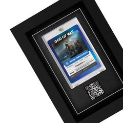 Framed Cheevo card with a scannable QR code inside