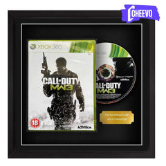 Frame any xbox 360 video game game. Your own Xbox 360 steelbook displayed within this square frame, the perfect way to showcase your game. Frame games such as Halo 3, Gears of War 2, Call of Duty Black Ops, Red Dead Redemption