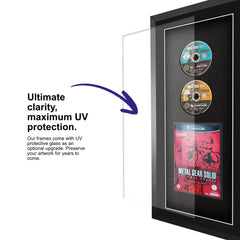 Frame your own GameCube game within a frame equipped with UV protective glass to protect the game for years