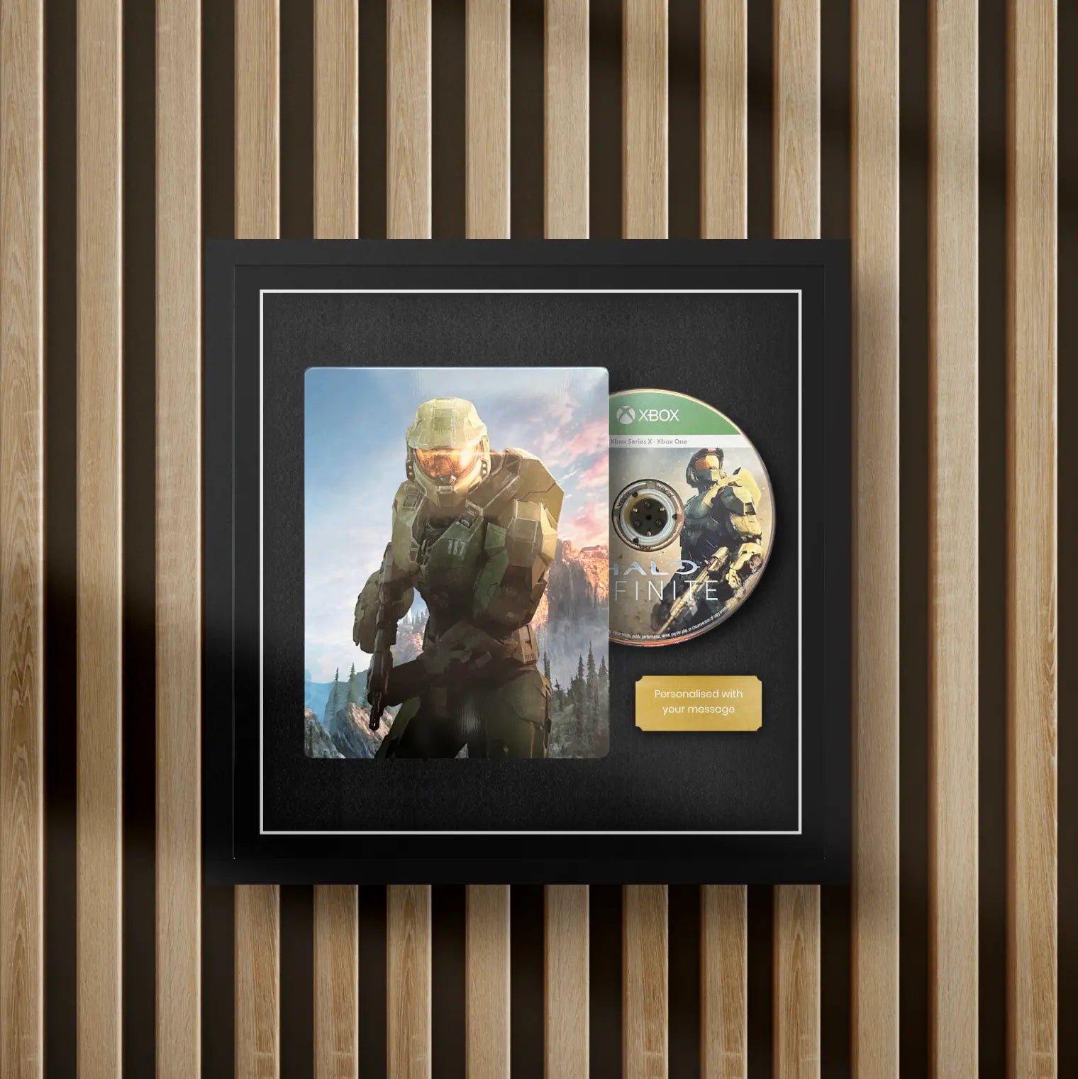 Xbox series x steelbook display frame for video games on a slat wall