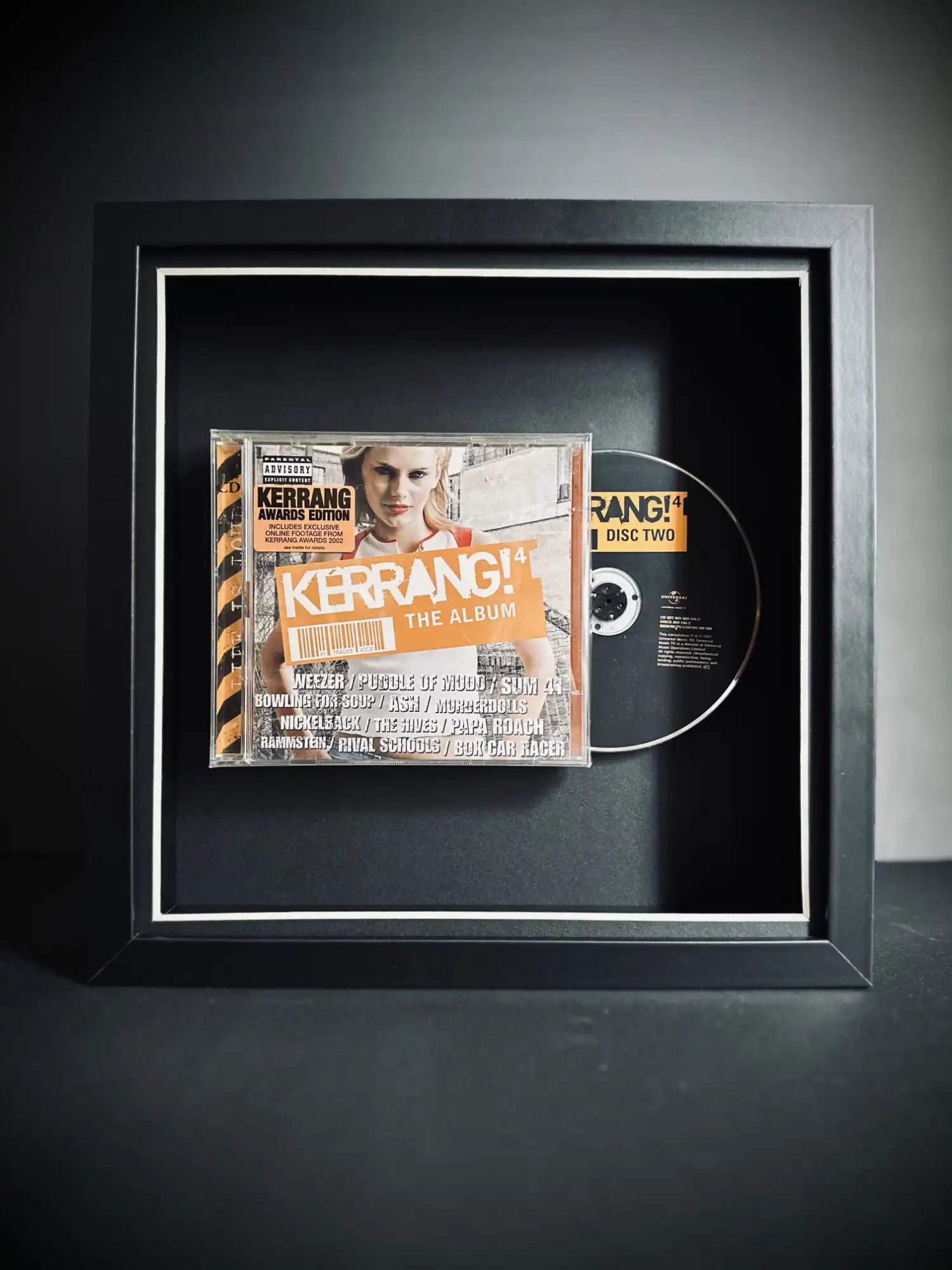 Kerrang The Album CD compilation, framed and ready to rock any music lover's space