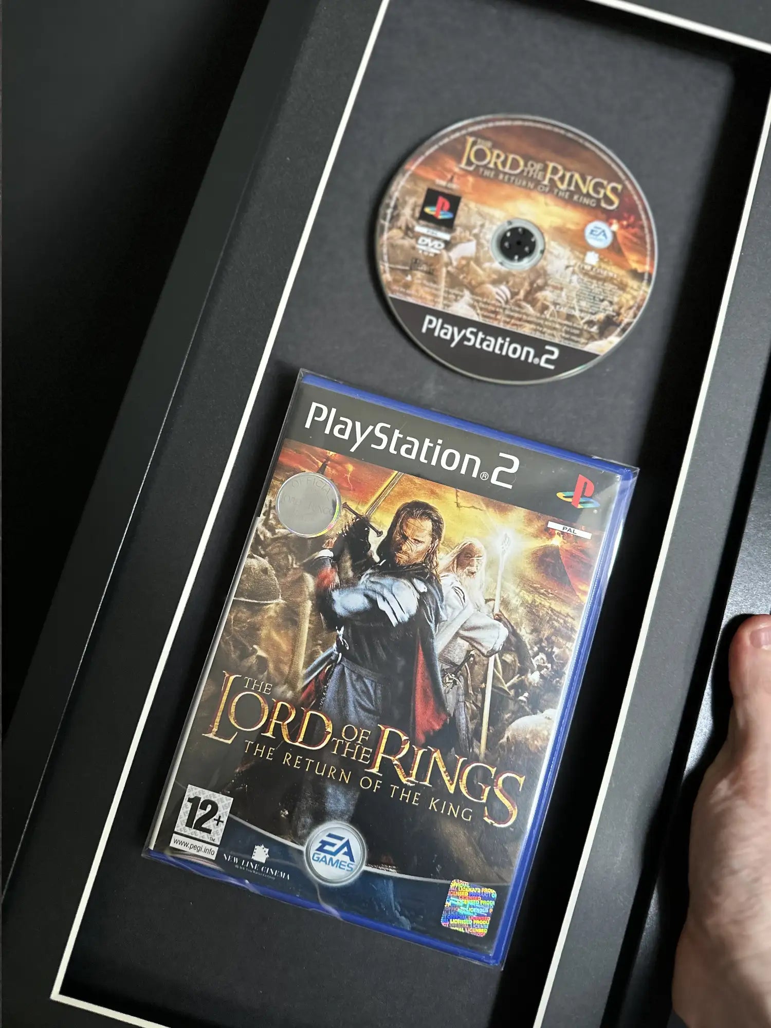 Lord of the Rings Return of the King Playstation 2 game inside a frame for display