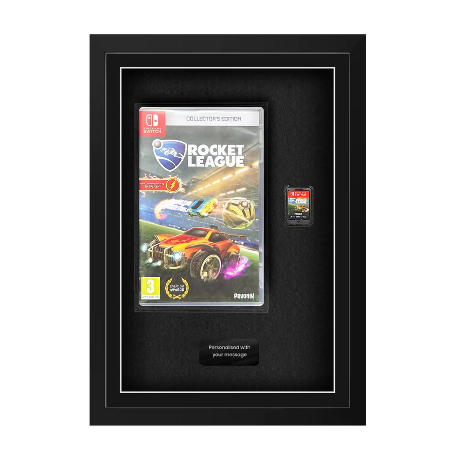 Frame Your Nintendo Switch Game. Framed game display. Rocket league inside a frame. Add any nintendo switch game and protect your game portrait.