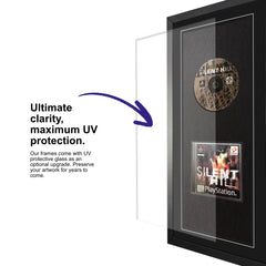 Frame your own PlayStation 1 game within this frame equipped with UV protective glass to protect the game for years