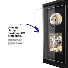 Frame your own PlayStation 2 game within this frame equipped with UV protective glass to protect the game for years