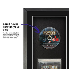 Frame your own PlayStation 3 game within a frame, featuring a spindle for safely attaching and removing the game disc