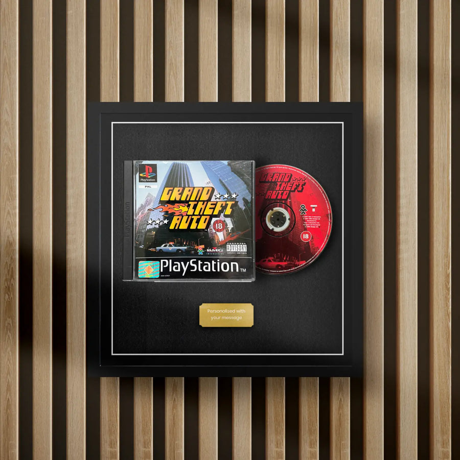 playstation 1 display frame for video games on a slat wall