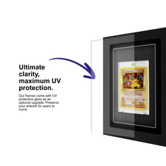 Pokemon card in a frame with UV protective glass to protect the card for years