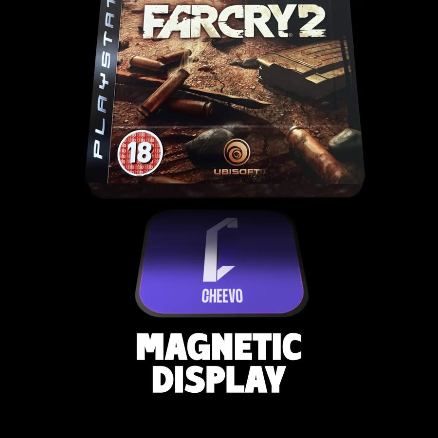 Magnetic display for a ps3 steelbook and Cheevo logo on a black background