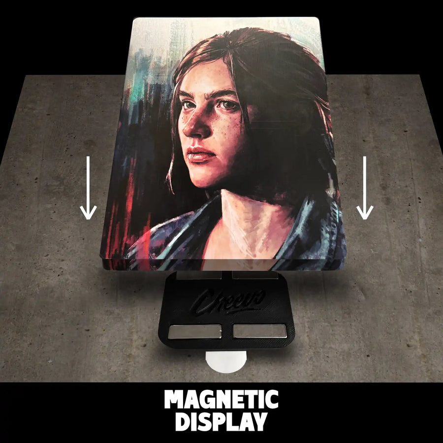 PS3, PS4 or PS5 steelbook being displayed on the wall using a magnetic fixing from Cheevo