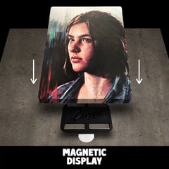 PS3, PS4 or PS5 steelbook being displayed on the wall using a magnetic fixing from Cheevo