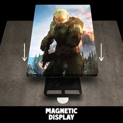Xbox One or Series X steelbook being displayed on the wall using a magnetic fixing from Cheevo