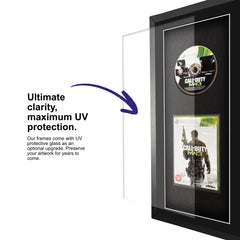Frame your own Xbox 360 game within a frame equipped with UV protective glass to protect the game for years