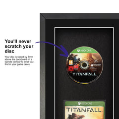 Frame your own Xbox One game within a frame, featuring a spindle for safely attaching and removing the game disc