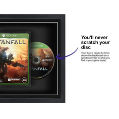 Frame your own Xbox One game within this square frame, featuring a spindle for safely attaching and removing the game disc