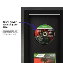 Frame your own Xbox Series X game within a frame, featuring a spindle for safely attaching and removing the game disc