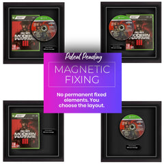 Xbox series x video game display frame. Magnetically fix your game safely into position and present your favourite games in frames. Choose any layout that you want. No fixed position frames.