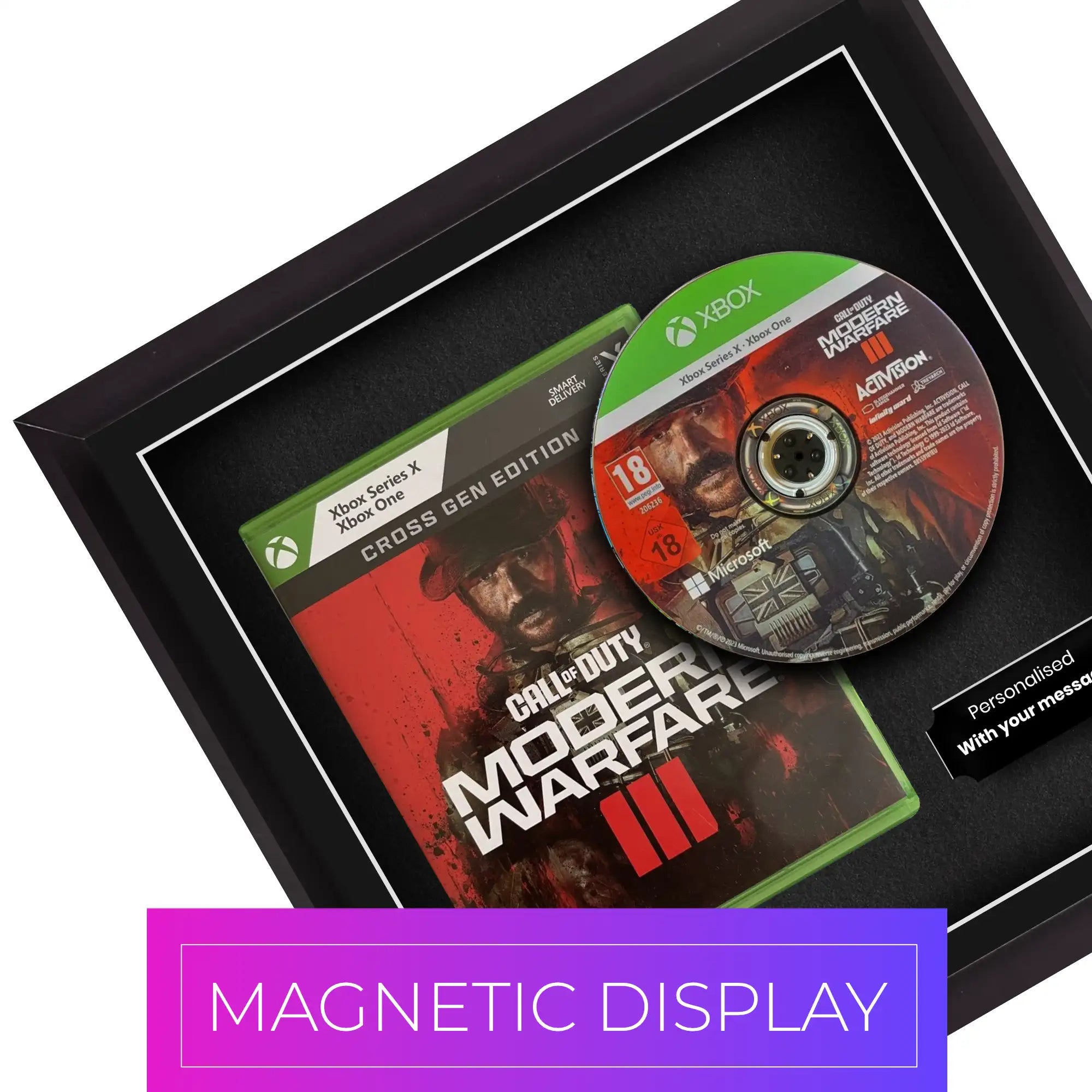 Xbox series x video game display frame. Magnetically fix your game safely into position and present your favourite games in frames.